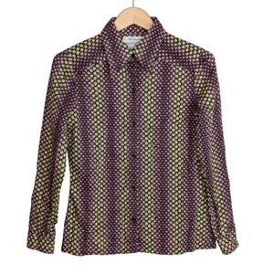 EUC Vintage 70s Ditsy Daisy Button Up Shirt Sz 12 Long Sleeve Multicolor Ciao